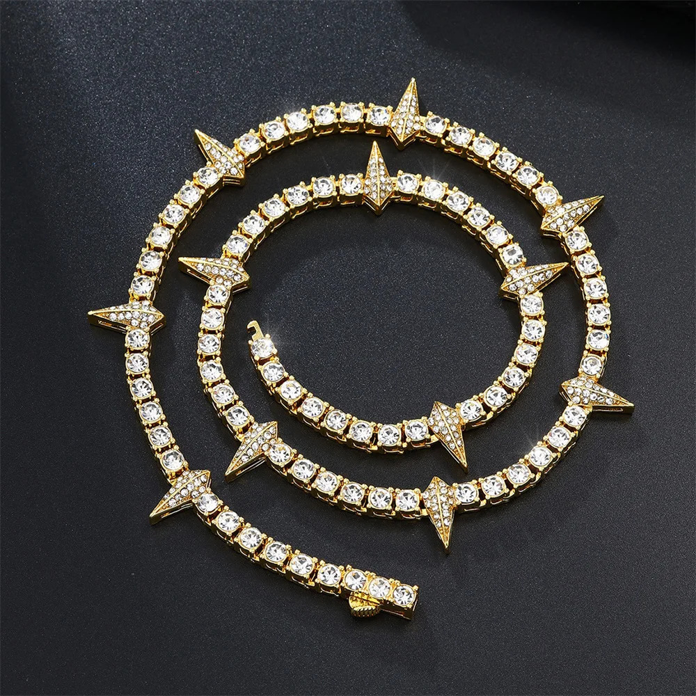 4MM Tennis Chain Dropwater Shape Iced Out Colorful Rhinestones Bling Rapper Necklaces For Men Women Choker Jewelry 250213