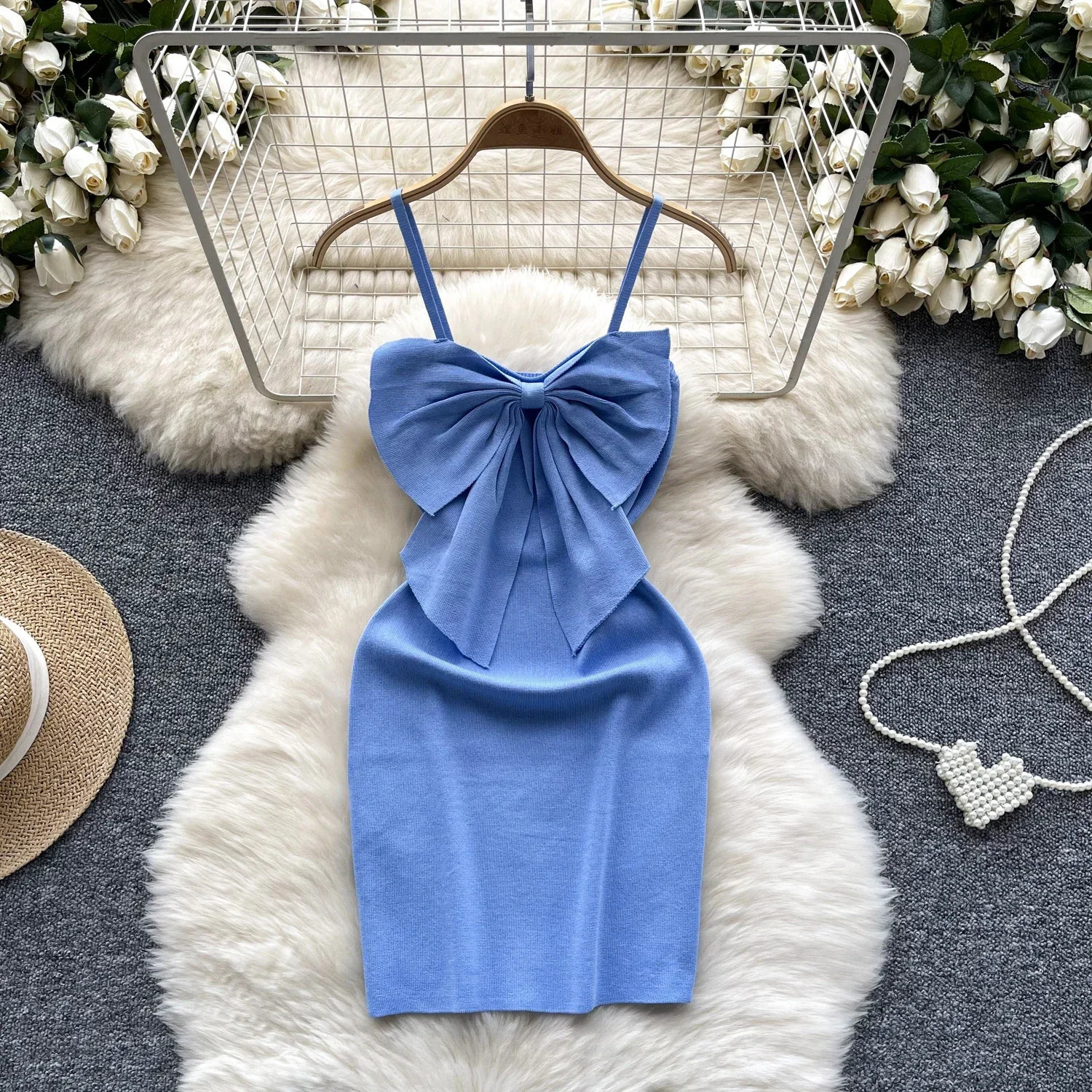 Sexy Backless Lace Solid Knitted Bow Summer Dress Women Black Mini Party Bodycon Sheath night Club Outfits 250214