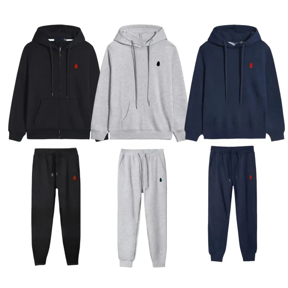 Men's Tracksuits Embroidered Small Horse Logo Hooded Sweatshirt - Comfortable Pure Cotton Fabric