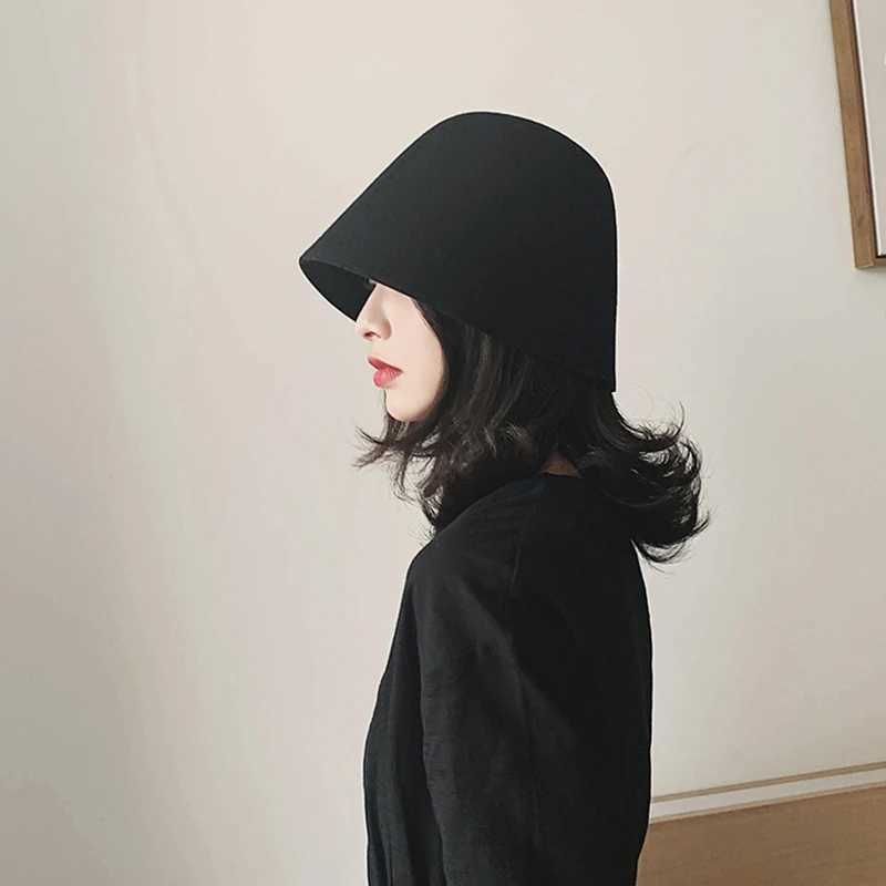 Vintage British Woolen Bucket Hat For Women Lady Ins Korean Solid Color Fisherman Cap All-match Outdoor Sunshade Basin Caps W250217