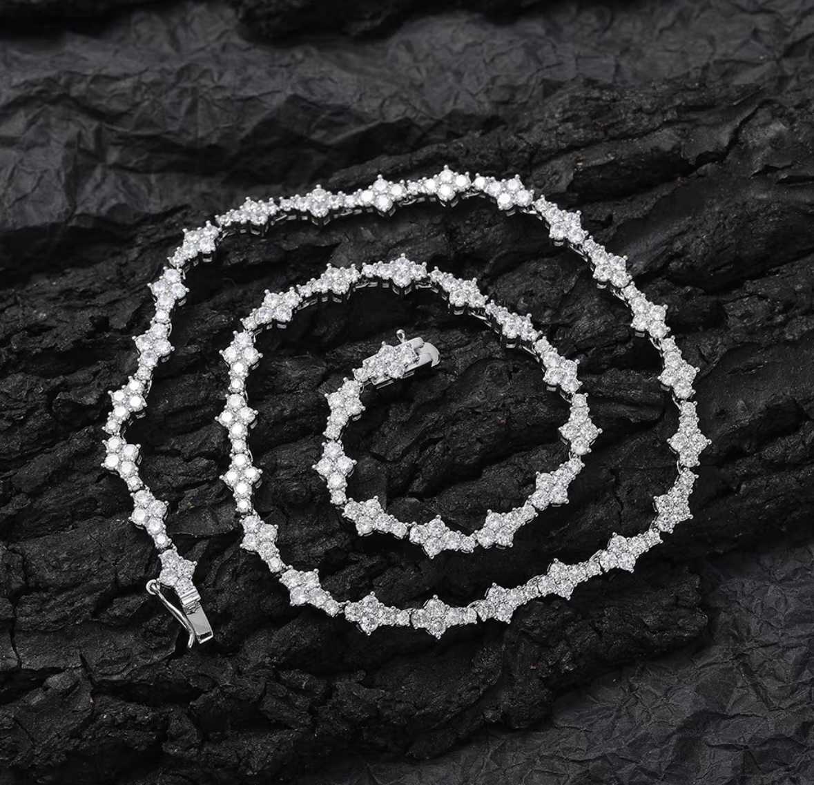 Hip Hop Jewelry New Single Row Tennis Chain Iced Out Full Flower Zircon Crystal Necklace Bracelet for Men Women