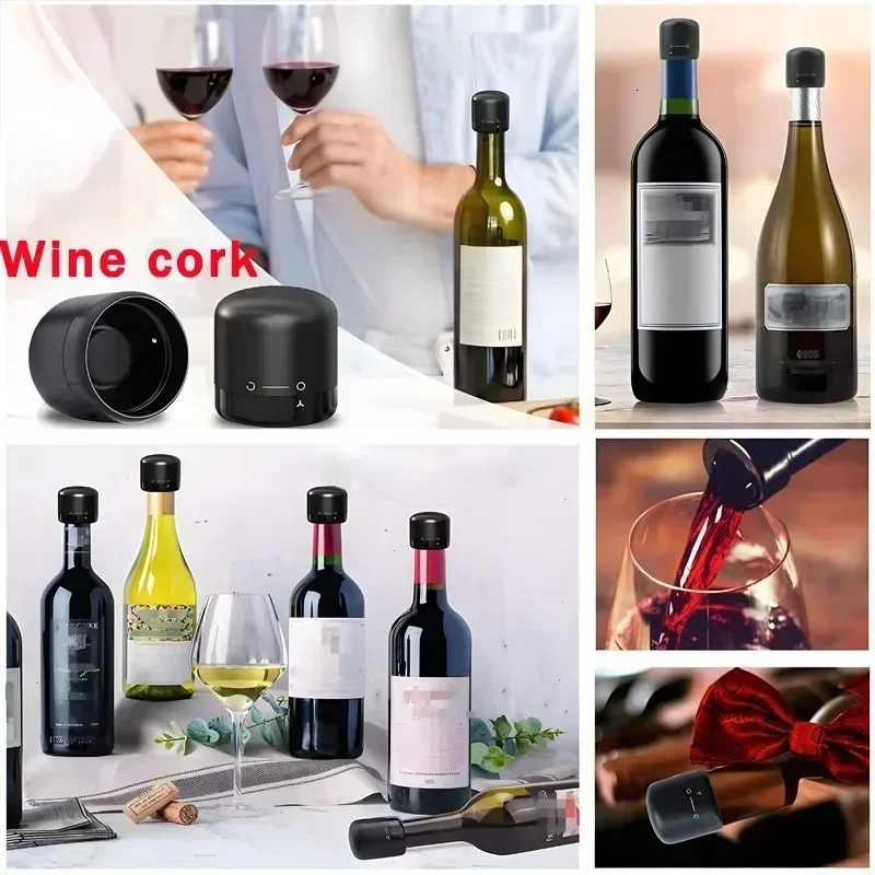 Vacuum Red Wine Champagne Stopper Rotating Lock Bottle Stopper Sparkling Wine Sealing Plug Household Red Wine Cork Bar Tool 250217