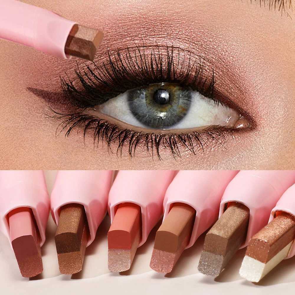 Metallic Grey Silver Eyeshadow Eyeliner Pencil Long-lasting Silkworm Highlighter Pen Two-color Shimmer Gradient Eye Shadow StickW250217