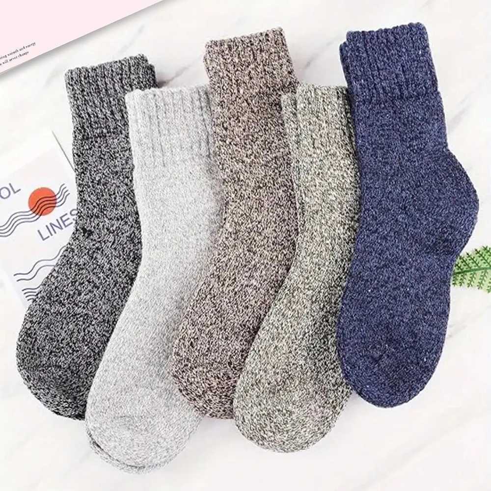 3/5 pairs of mens thick woolen socks autumn and winter stockings warm towels crew socks Christmas gifts W250217