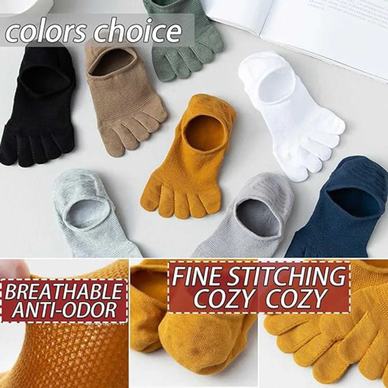 New Man Slipper Toe Socks Mesh Hollow No Show Ankle Short Socks Sports Sweat-Absorbing Cotton Breathable Five Finger Boat Sock W250217
