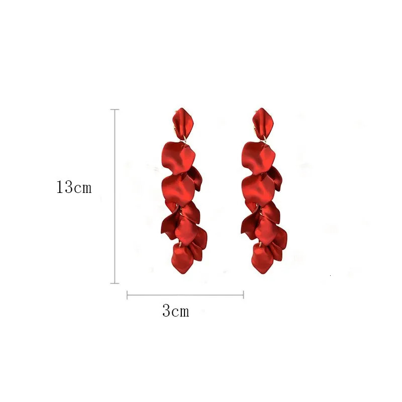 Bohemian Rose Petal Earrings Flower Red Yellow Blue Colors Drop Long Tassel Party Wedding Jewelry 250213