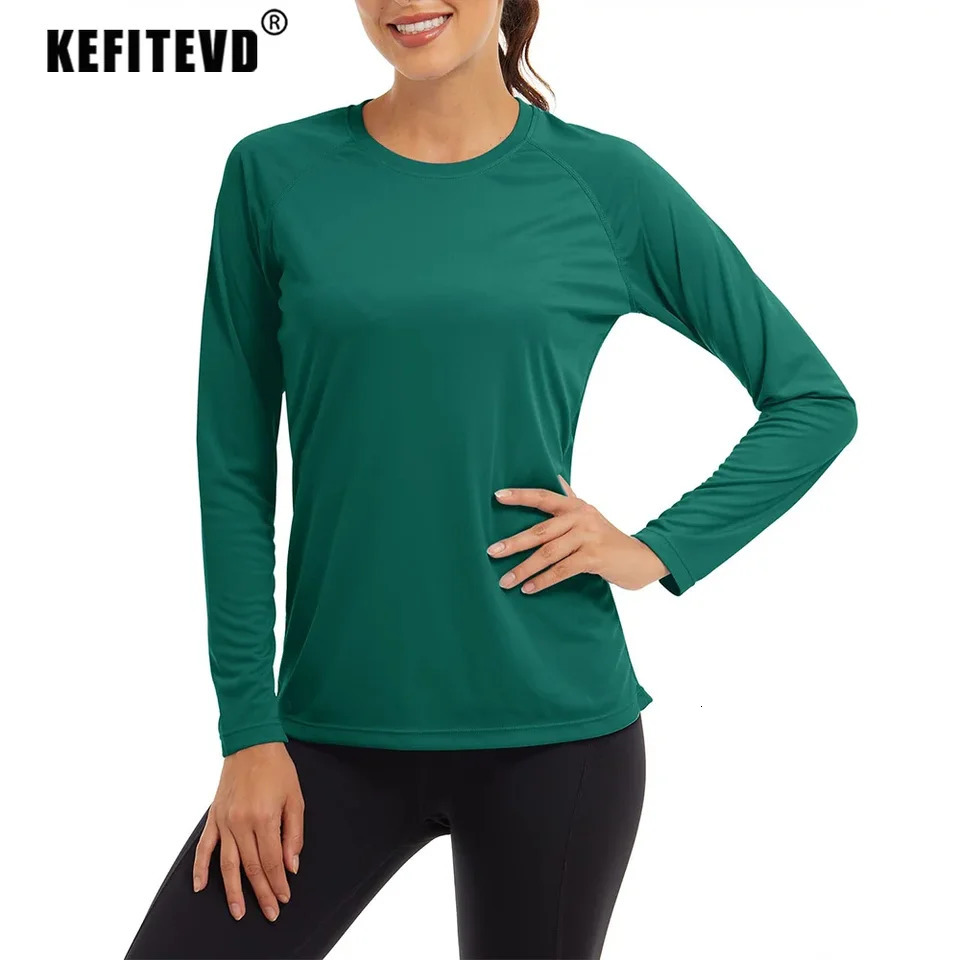 KEFITEVD Women UPF 50 UV Sun Protection Long Sleeve T-shirts Gym Fitness Running T Shirt Quick Dry Athletic Shirts Sportswear 250217