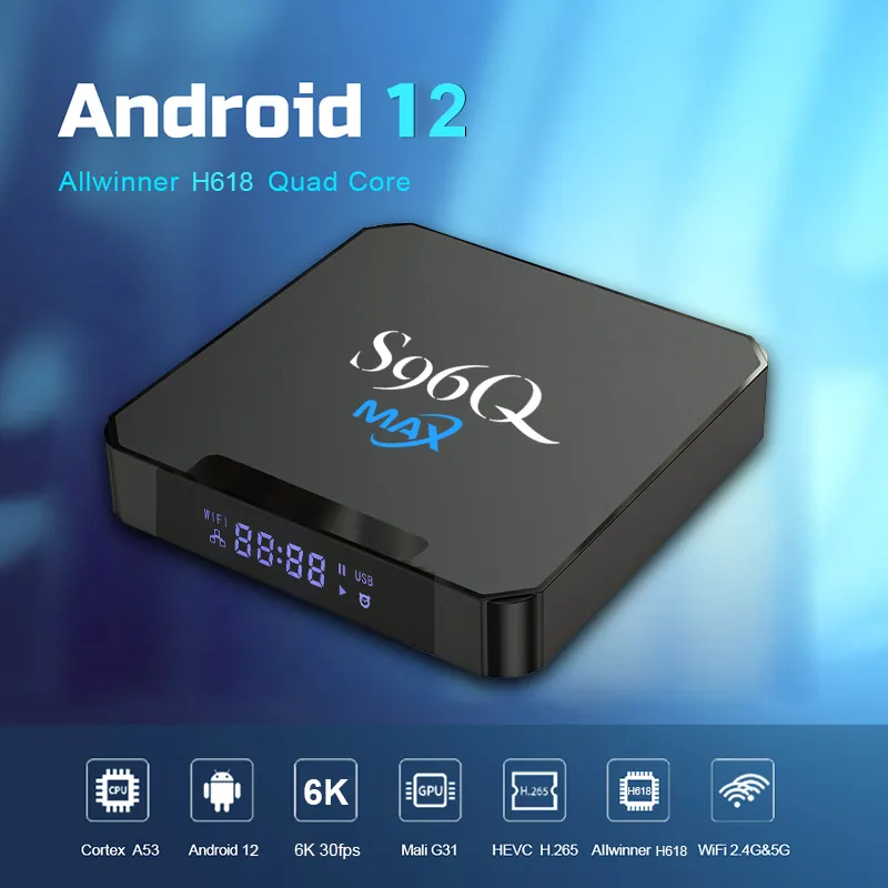 Cheapest S96Q MAX TV BOX Android 12.0 Allwinner H618 4GB 32GB 6K 2.4G 5G WiFi 6 Bluetooth Media Player Set TOP BOX LL