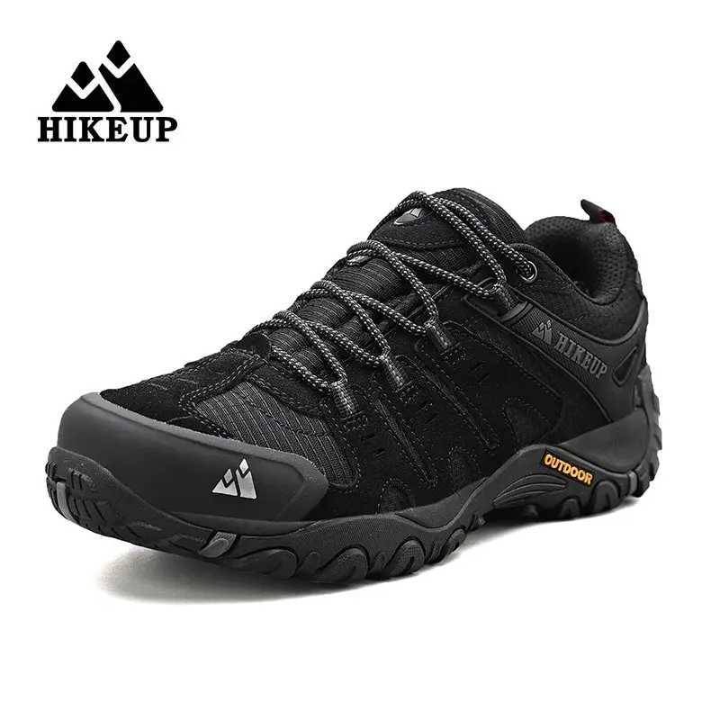 HIKEUP Mens Hiking Shoes Suede Leather Outdoor Shoes Wear-resistant Men Trekking Walking Hunting Tactical SneakersC250217