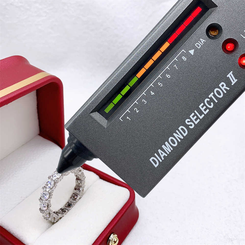 Hip hop 925 silver small set 4.0mm round full diamond moissani ring for men and women ins fashion personality