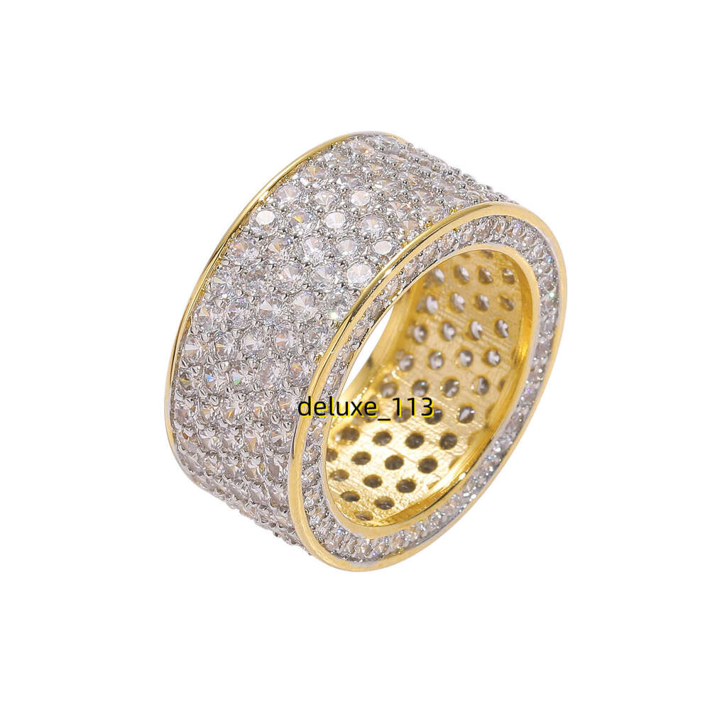 hop Five Row Men's Ring Micro Inlaid Moissanite Minimally Personalized Hip Hop Accessory