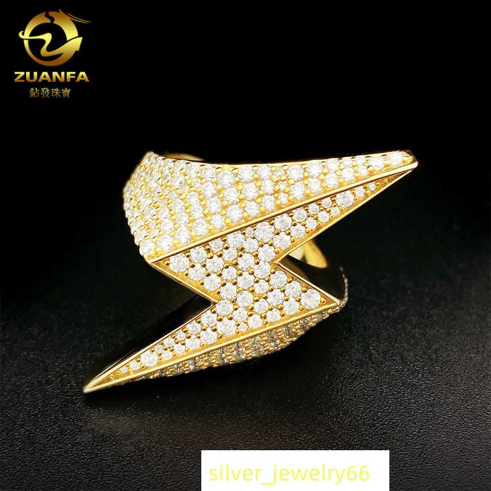 2022 new hip-hop ring mens S925 silver set VVS Mossan fashion personalized ring