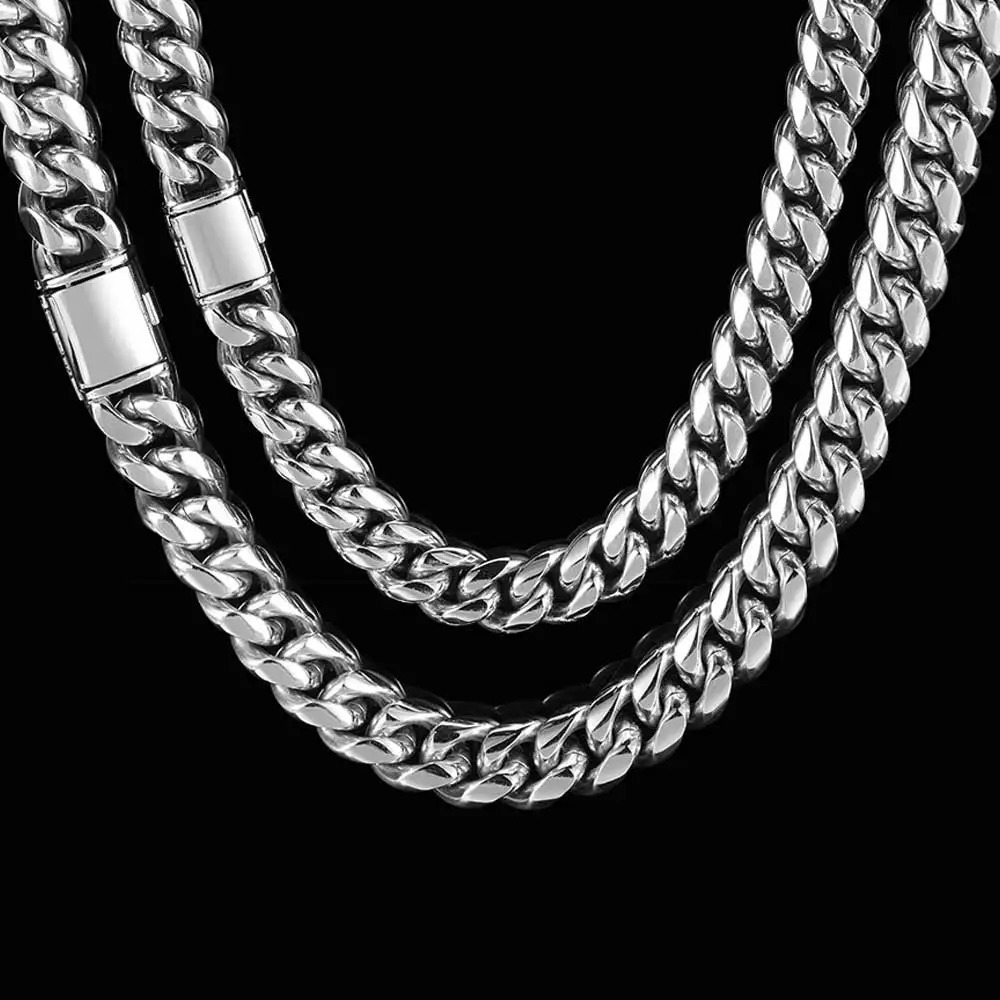 8/10/12/14MM Hip Hop Free Customization Mens Stainless Steel Jewelry Miami Cuban Chain Necklace Mens Direct 250213