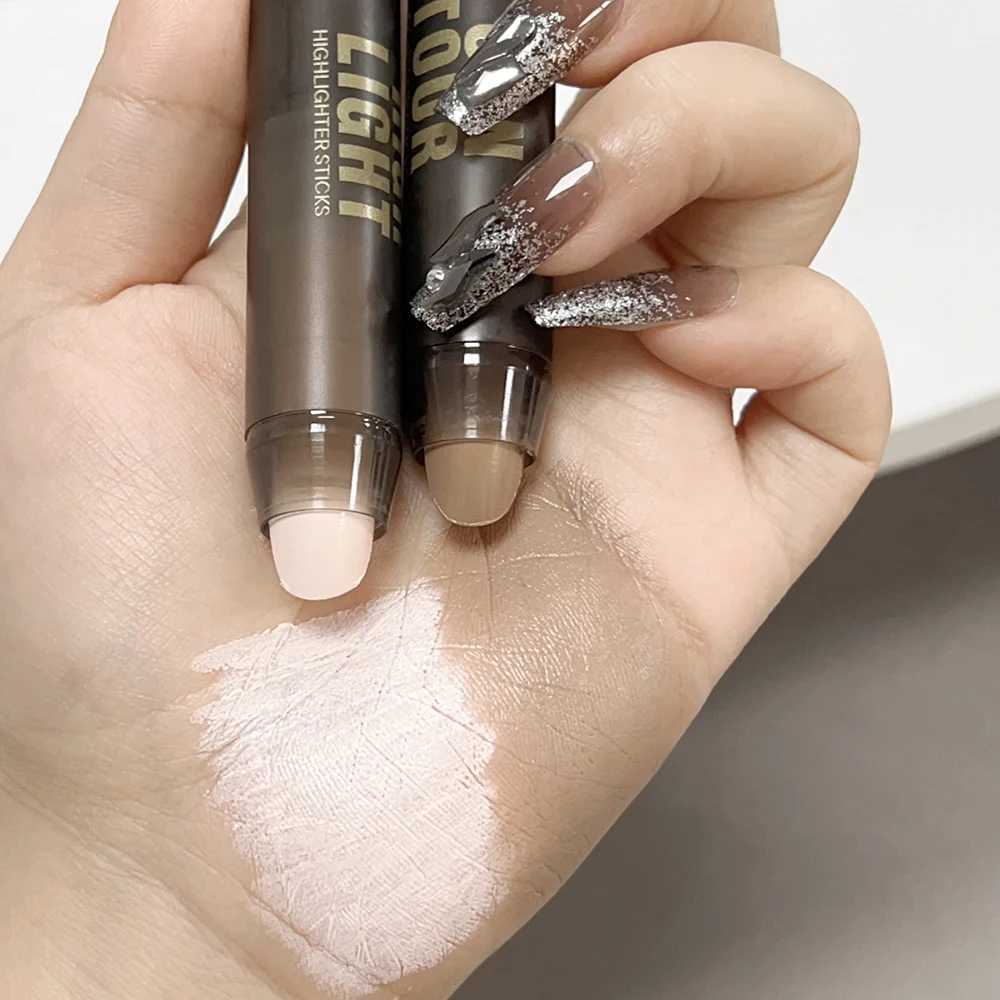 Face Contouring Bronzer Stick Waterproof Highlighter Long Lasting Brightening Concealer Pencil Corrector 3D Nose Shadow MakeupW250217