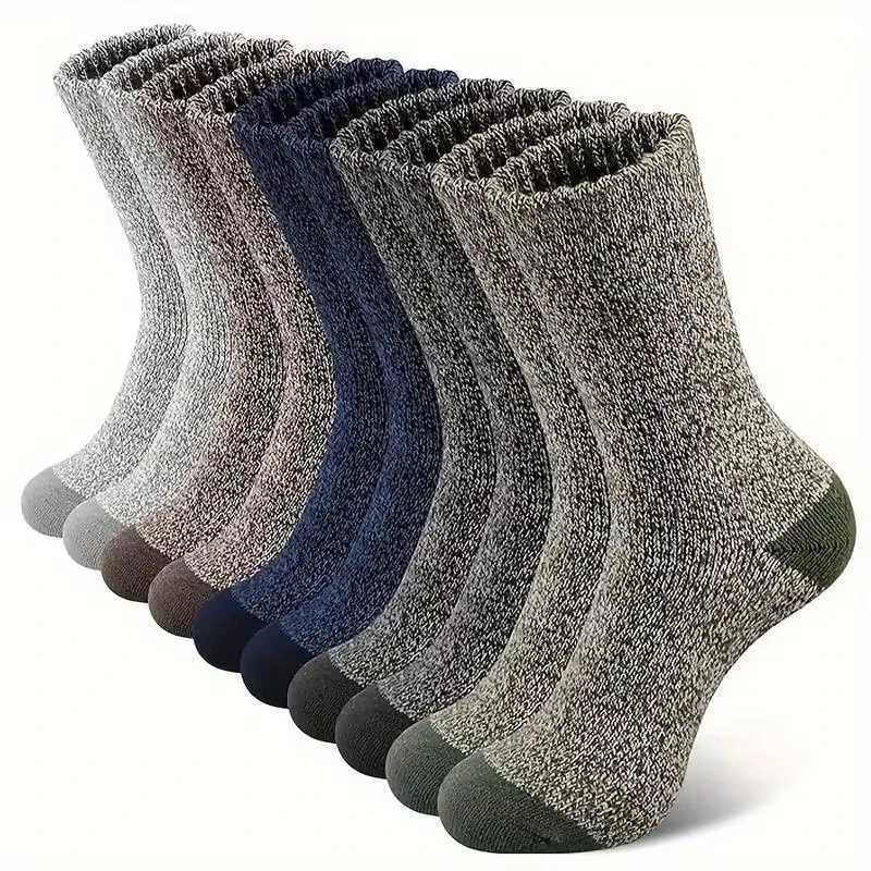 5 Pairs Merino Wool Socks For Men Super Thick Hiking Socks Thermal Socks For Cold Weather W250217