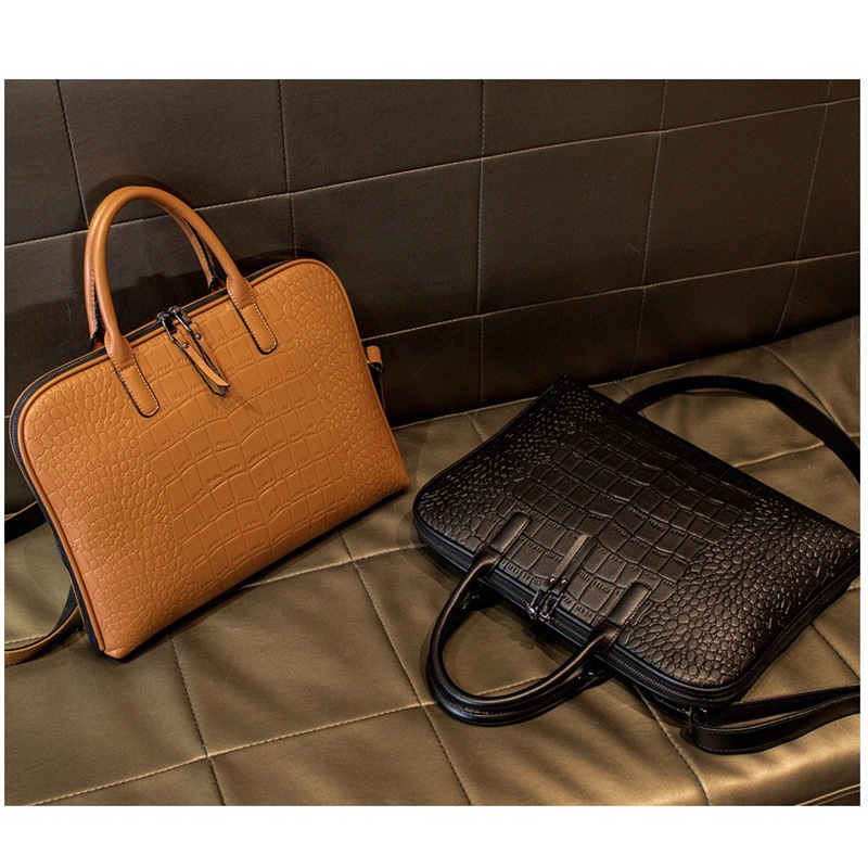2025 news Business Women's Briefcase Leather Handbag Women 13-14 Inch Laptop Bag Shoulder Office Bags For Female Briefcases