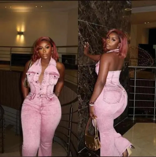 Pink Jeans Cargo Jumpsuit Sexy Women Halter Elegant Denim Stretch Casual Overalls Romper 250122