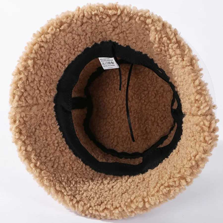 Suede warm Bucket Hat Women autumn and winter Cashmere splicing thickened fisherman hat Casual basin cap W250217