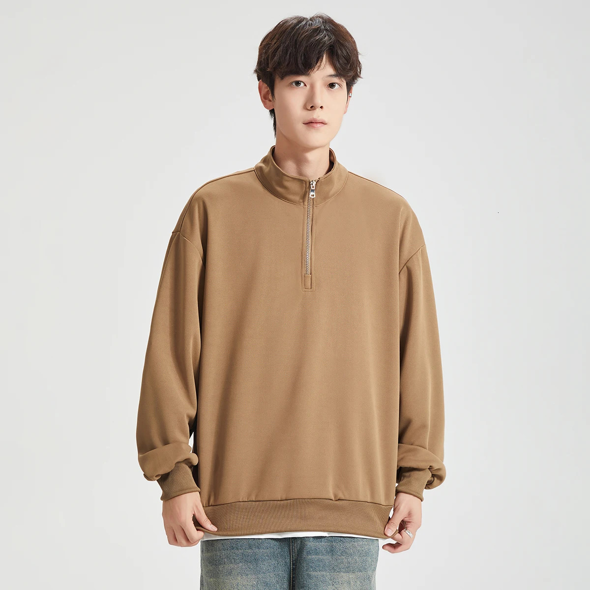 Autumn Mens Turtleneck Sweatshirts QuarterZip Pullover Tops Casual Sportswear Spring Athletic Running Sports Hoodie Shirts 250214