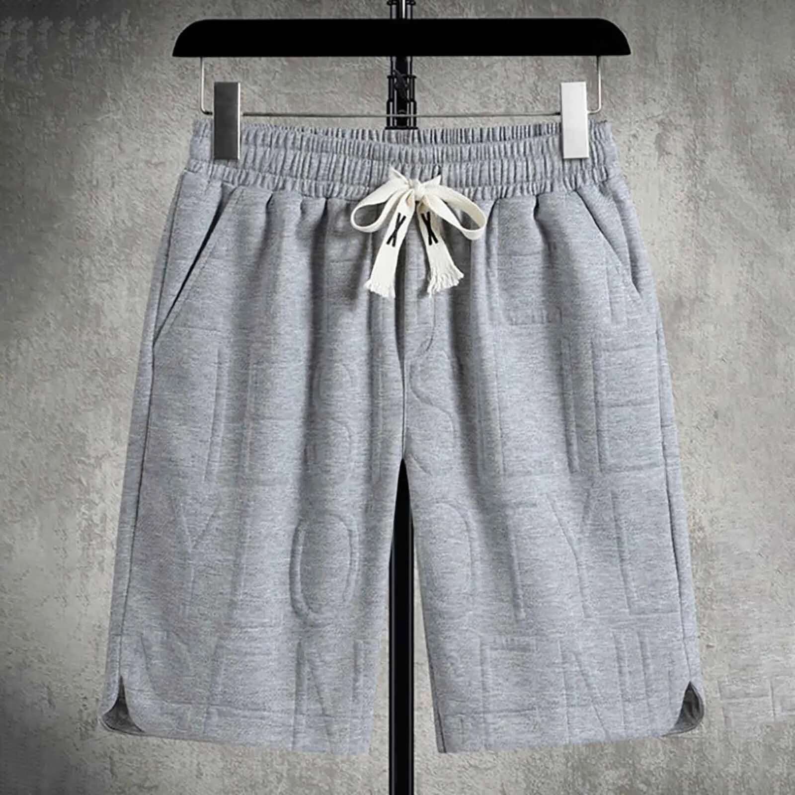 Summer New Men's Loose Drawstring Hip-hop Street Korean Men's Designer Shorts Solid Color Knitted Plus Size Loose Casual Sports Shorts Pants