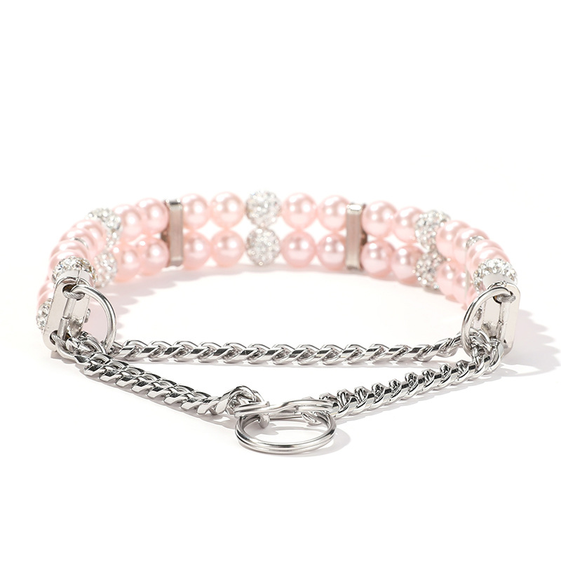 Fashion Dogs Collars with Shining Rhinestone and Pearl, Adjustable Collar Leash Set for Dogs, Puppy Neck Collar, Luxury Pet Collars for Wedding Birthd