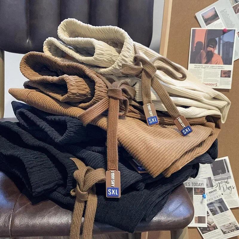 Men's Pants Corduroy Men Loose Casual Solid Cozy Joggers Trousers All-match Handsome Korean Fashion Students Daily Soft Autumn Winter