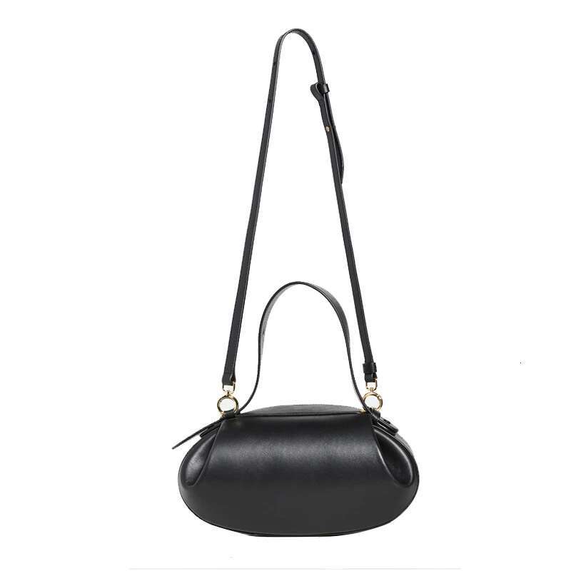 Women's 2025 Trend New Indie Design Fashion Chic E Handbag High Quality Faux Leather Circular Shape Ruched Shoulder Bag