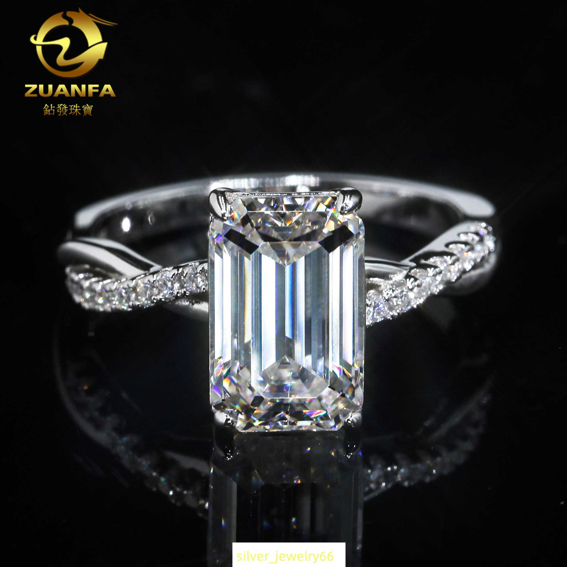 Emerald Cherokee 4-carat 925 Silver High end Girls Ring Suitable for Proposal and Marriage with GRA