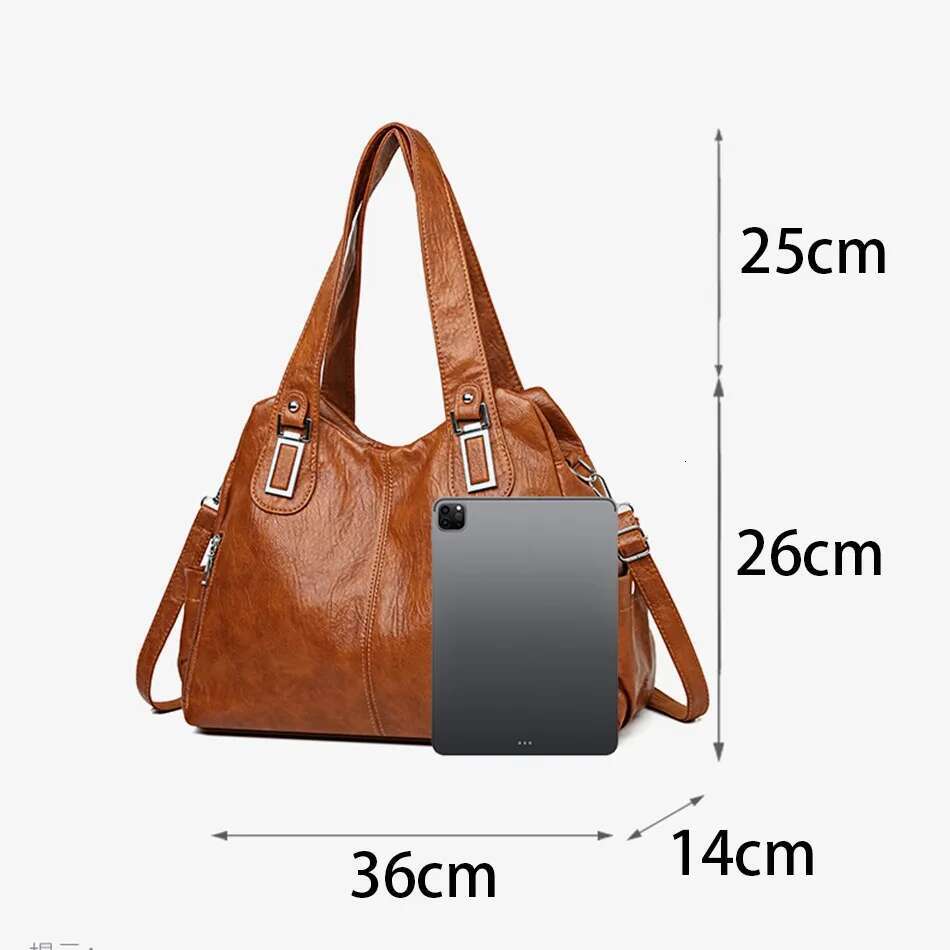 Solid Color Shoulder For Women 2025 High-Quality Soft Leather Casual Tote Bag Ladies Vintage Crossbody Messenger Handbag Sac