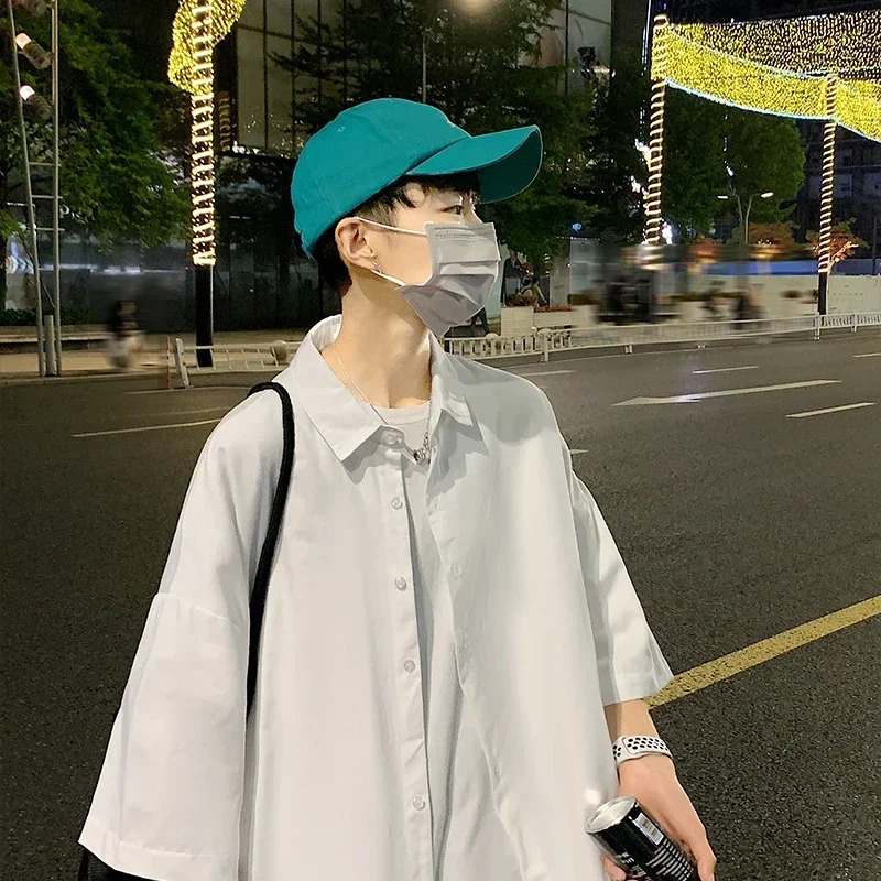 Mens Oversized Shirts White Mens Fashion Blouse 5xl Oversize Half Sleeves Dress Shirt for Men Clothing Casual 250214