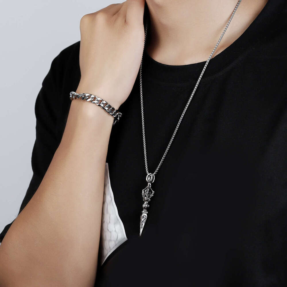 Titanium Steel Hip Hop Bounce Di Necklace Trendy Men and Women Versatile Nightclub Pendant Personalized Internet Celebrity Clothing Accessories Combin