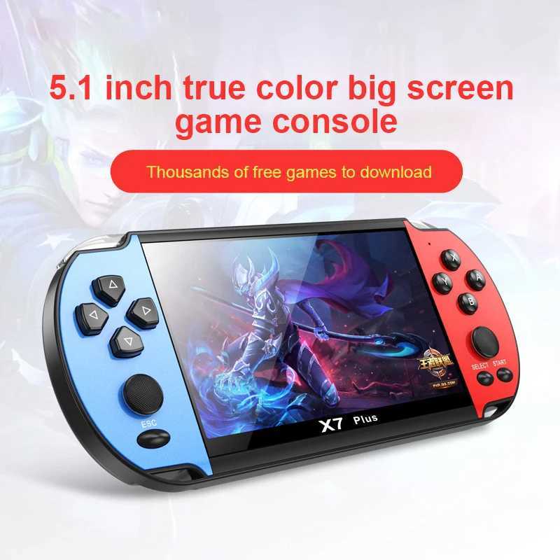 X7 Plus Handheld Game Console 5.1 Inch Sn Handheld Game Player 10000+ HD Games Portable Video Game Console AV/TV Output Gift Z250217