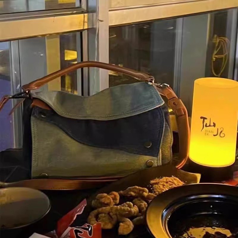 Bag Cowboy Canvas Handbag, Pillow 2024 New Trendy And Fashionable Vintage Tote Single Shoulder Crossbody Bag, Women's Bag