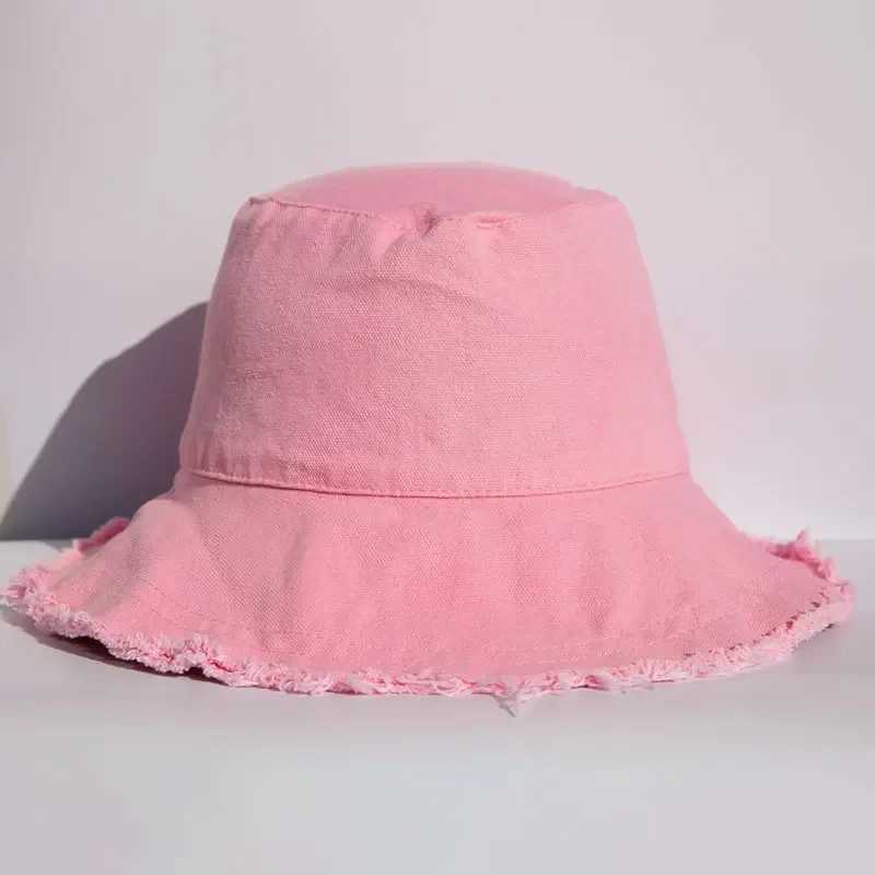 Casual Distressed Bucket Hat Fashion Beach Foldable Hats 100% Washed Cotton Sun Hat Vacation Travel UV Protection Visor Caps W250217