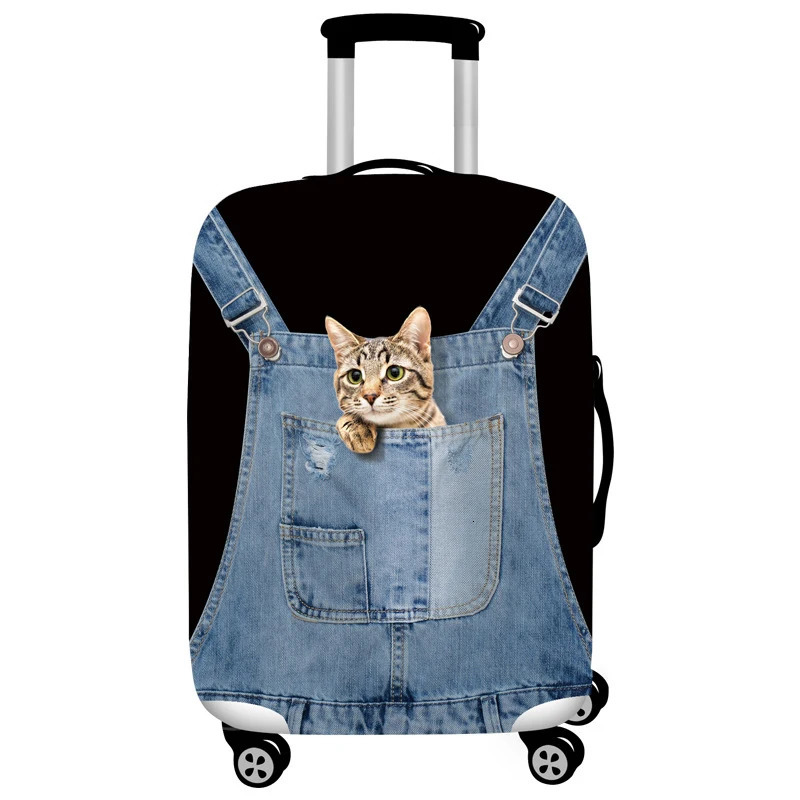 3D Cute Cat Luggage Cover Thicken Elastic Luggage Protective Cover Travel Accessories for 18-32 Inch Trolley Case Cover 250214