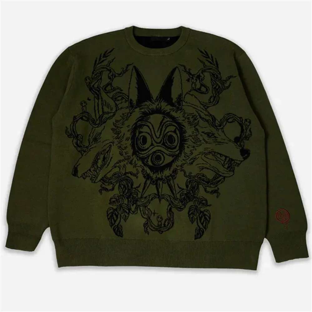 Retro Japanese anime jacquard personalized casual knitted cross-border autumn and winter lazy sweater