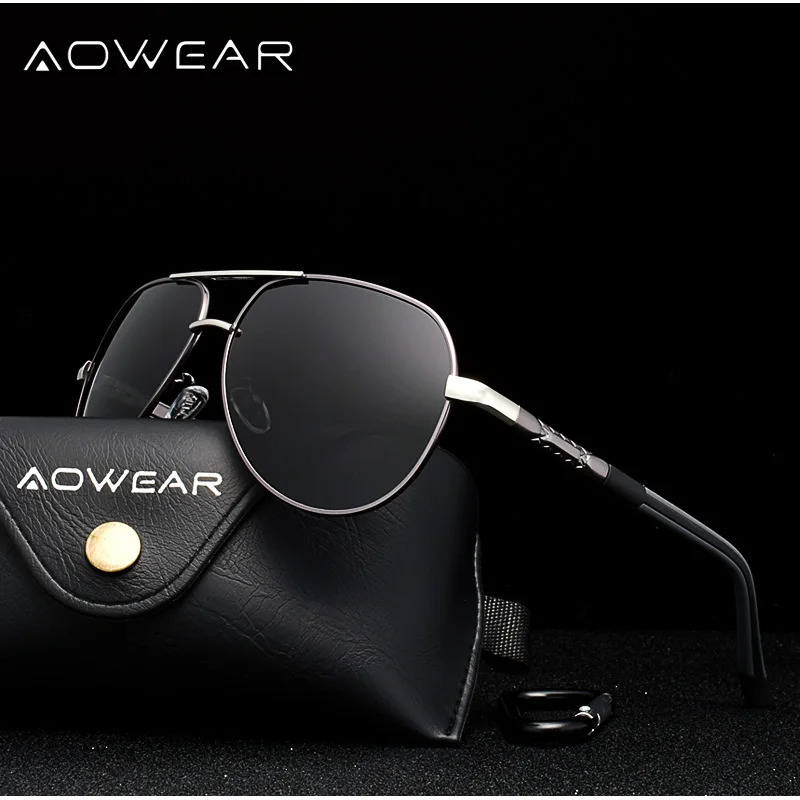AOWEAR Aviation Polarized Sunglasses Men Aluminum Driving Mirror Sun Glasses Male er Retro Eyewear Accessories glasses 250213