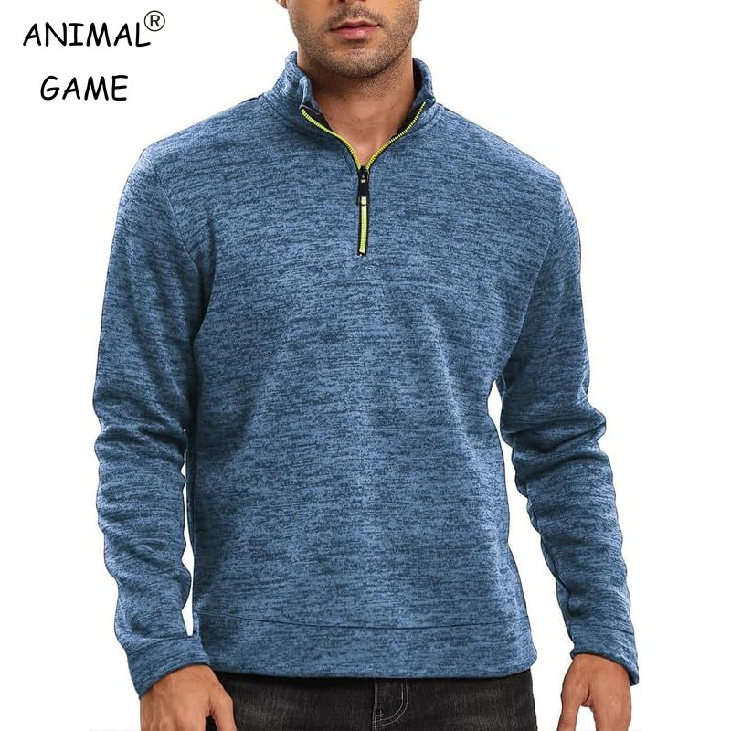 Autumn Mens Half Zipper Thicker Sweatshirts Solid Color Pullover for Male Turtleneck Sweaters Lightweight Warm Jacket Coats 250214