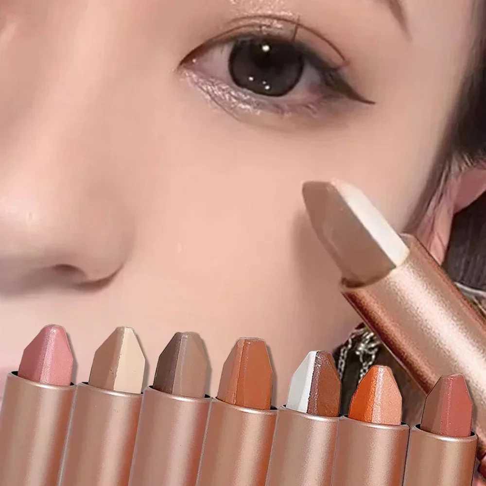 Gradient Double Color Glitter Eyeshadow Stick with Lazy Highlighter Eyeshadow Pen Contouring Brighten Waterproof Eye MakeupW250217