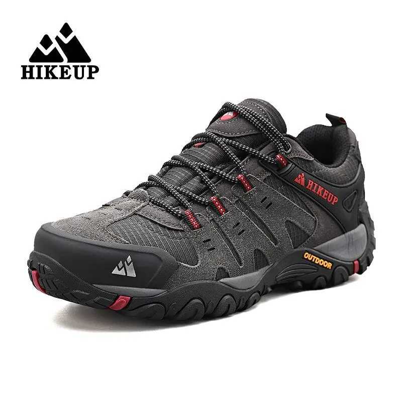 HIKEUP Mens Hiking Shoes Suede Leather Outdoor Shoes Wear-resistant Men Trekking Walking Hunting Tactical SneakersC250217