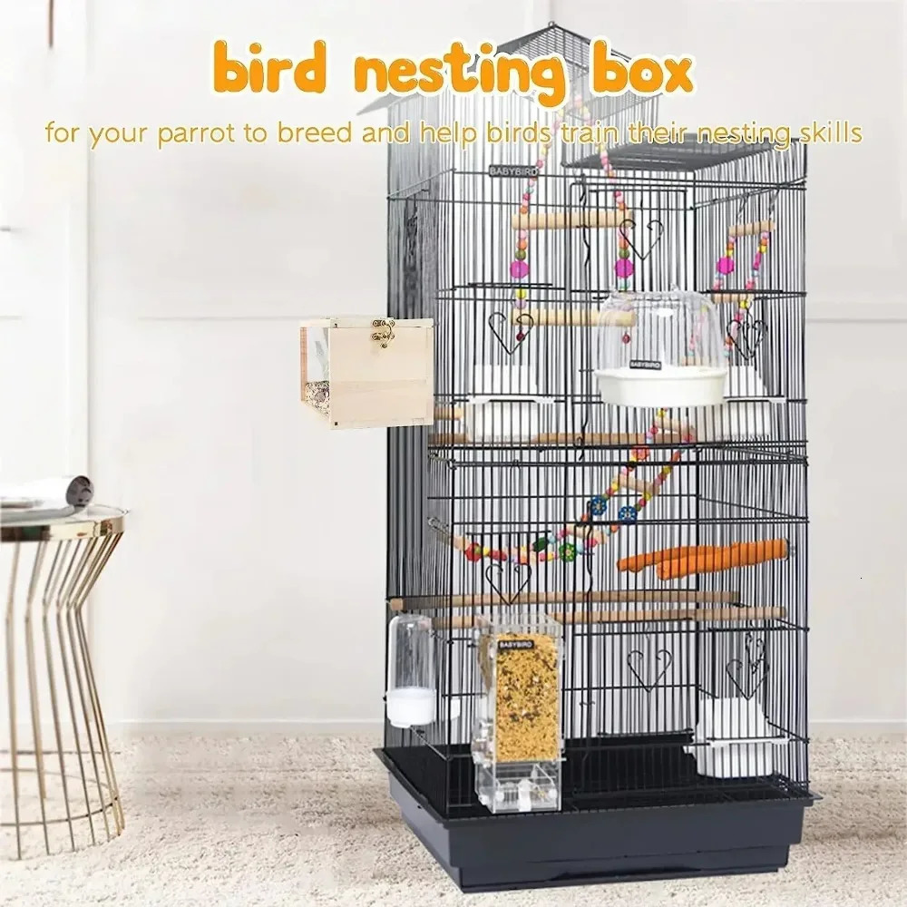 Transparent Parakeet Cockatiel Bird House Nest Easy to Clean Parrot House Smooth Edges Parakeet Nesting Box Bird Supplie 250206ww
