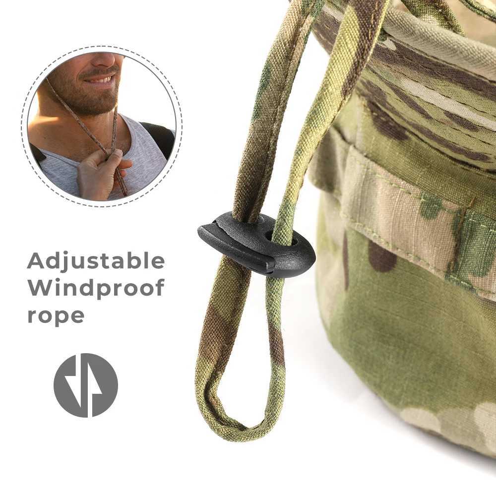 Mens Boonie Hat Camouflage Breathable Bucket Hat Outdoor Tactical Hunting Fishing Sports Sunscreen Panama Nepal Hat Summer W250217