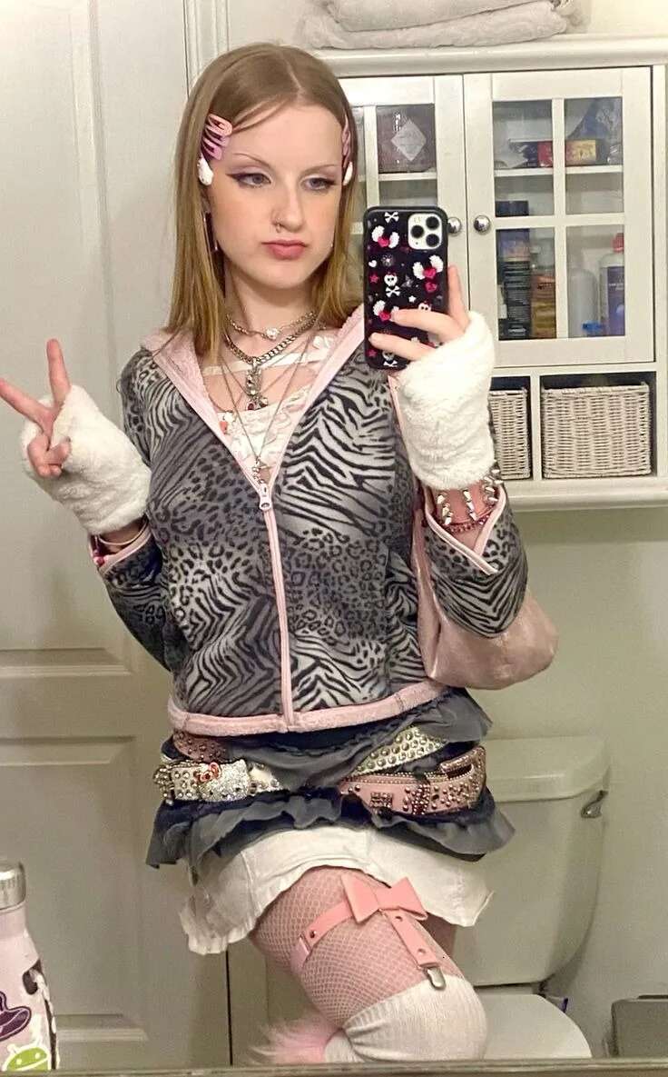 Y2K Hot Girl Coat Tiger Stripe Print Women's Aesthetic Fashion Punk Zip Up Hoodie Tops Sexy Nightclub Style Clothes