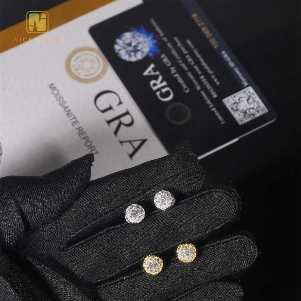 925 Sterling Silver Diamond Earring Custom Designer Jewelry Ear Studs Luxury Ice Out Women Fine Jewelry Moissanite Stud Earring