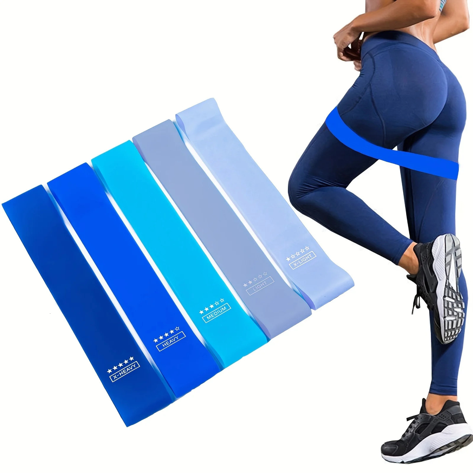 1pc Gradient Blue Yoga Squat Buttock Resistance Band Thin Leg and Arm Pull Strength Rehabilitation Training Circl 250213