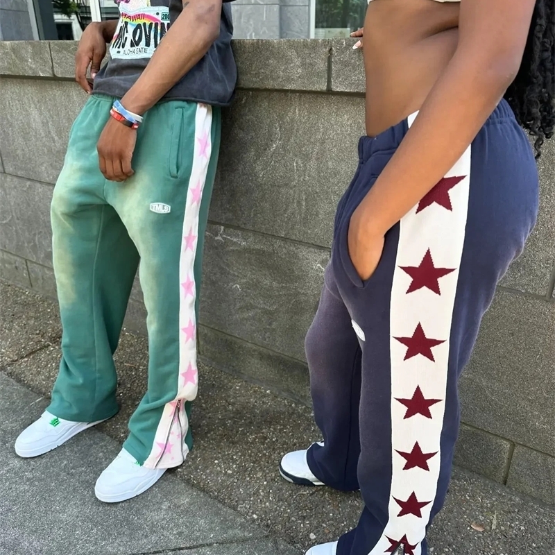 American Trend Striped Side Zipper n Elastic Waist WideLeg Pants Mens Y2K Harajuku HipHop Joker Casual Sweatpants w250113