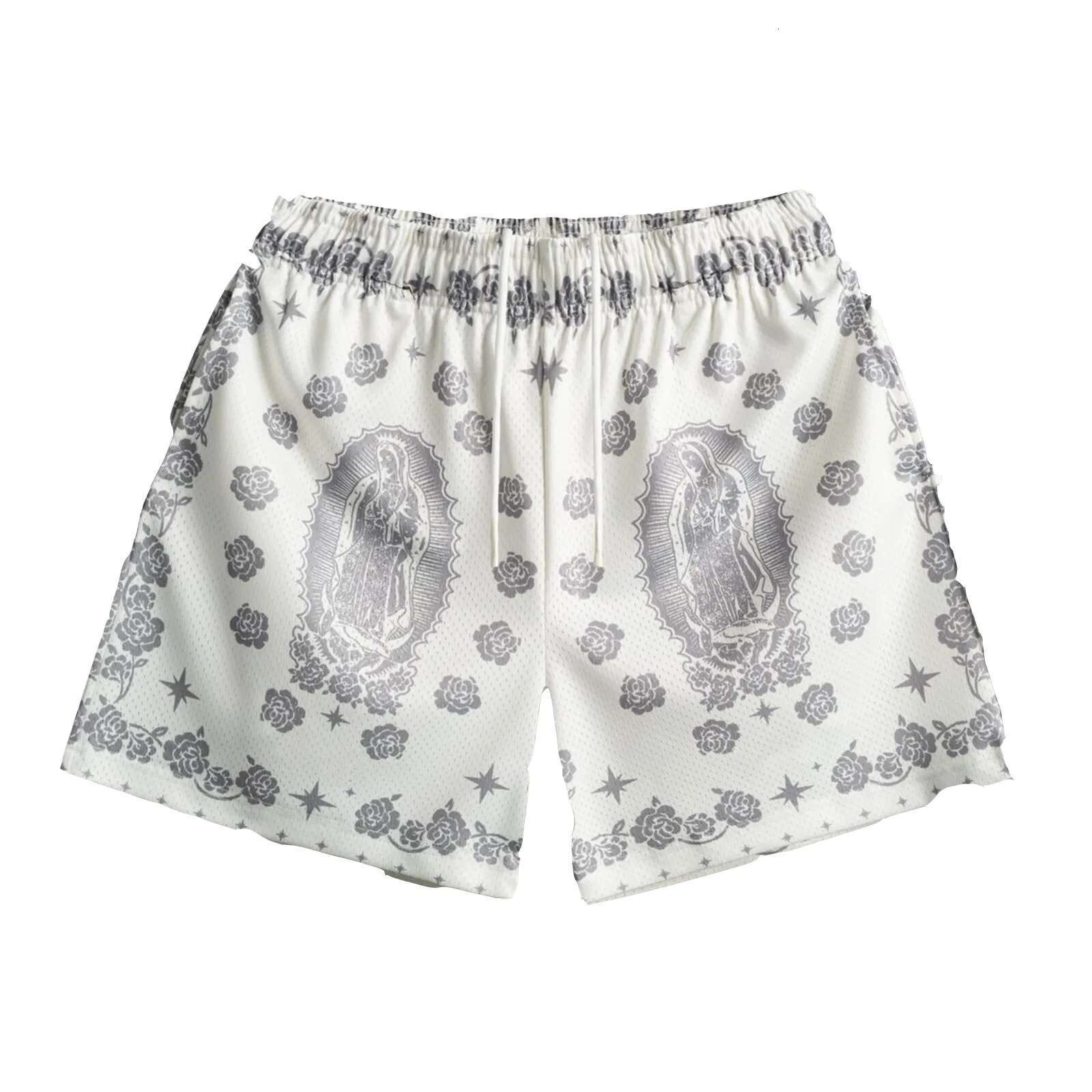 Men's New Designer Button Shorts Trendy Carnival Mesh Breathable Shorts Hip-hop Basketball Sports Shorts Men's Summer Ultra-thin Outdoor Bea