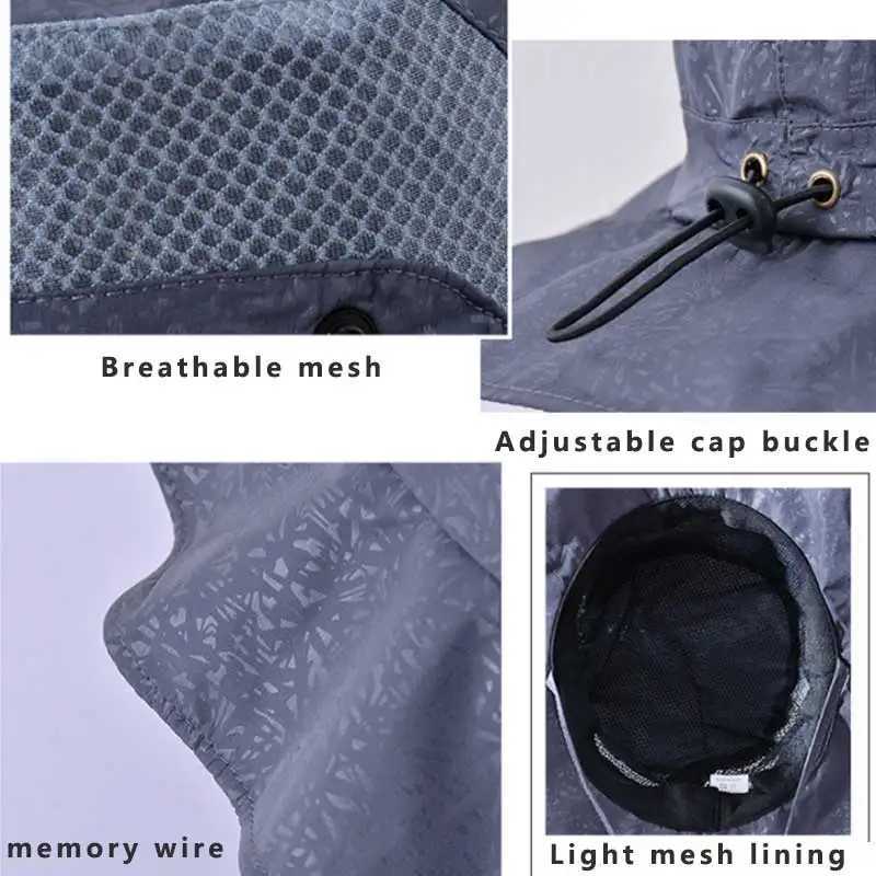 Foldable Summer Adjustable Sun Hats for Men Outdoor Breathable Mesh Fishing Cap Wide Brim Climbing Hat Design Bucket Shade Hat W250217