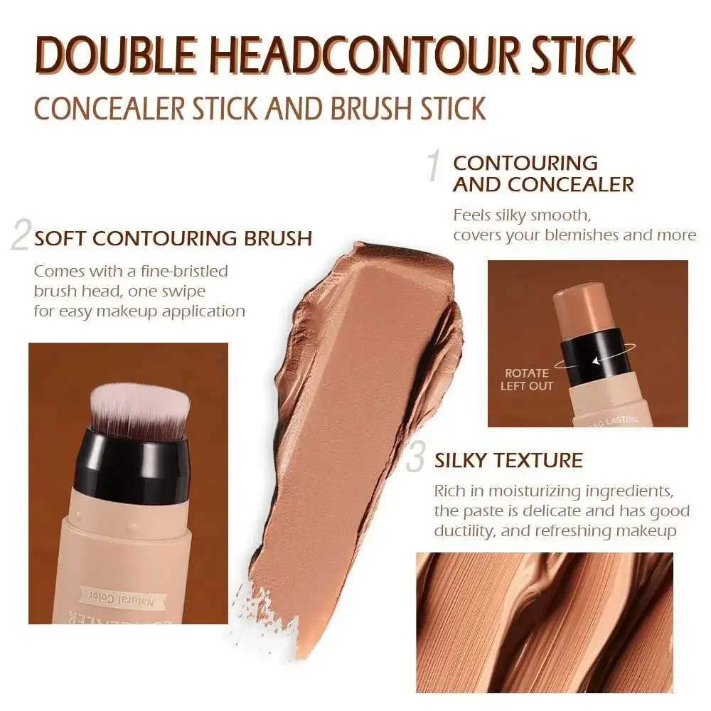 Concealer contour neutral makeup smooth moisturizing concealer high light stick double head with brushW250217
