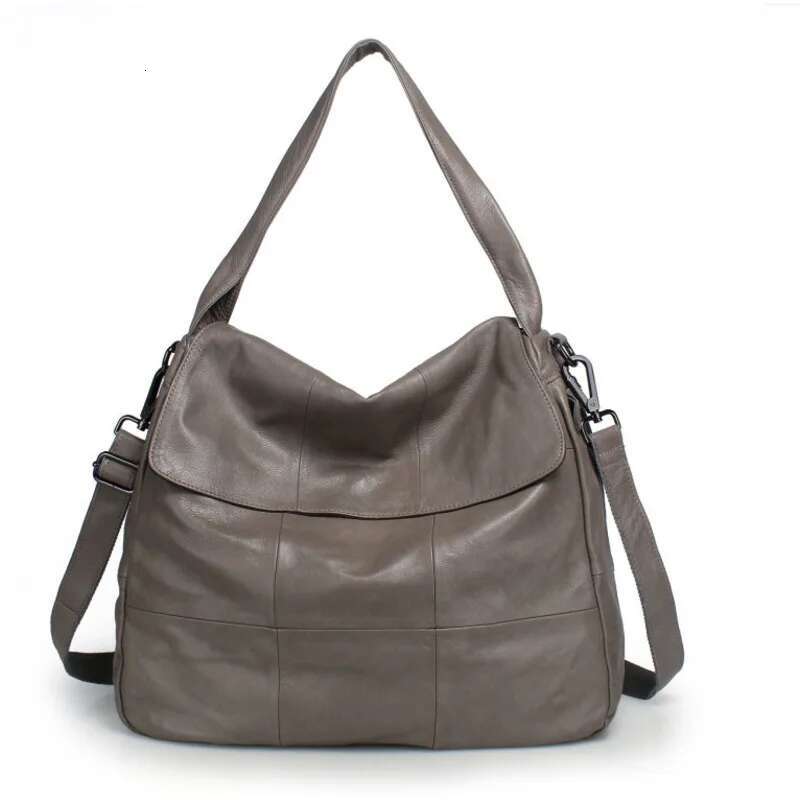 New Fashionable Top Layer Genuine Leather Large Capacity Shoulder Simple Women's Diagonal Cross Toe Layered Cowhide Tote Bag